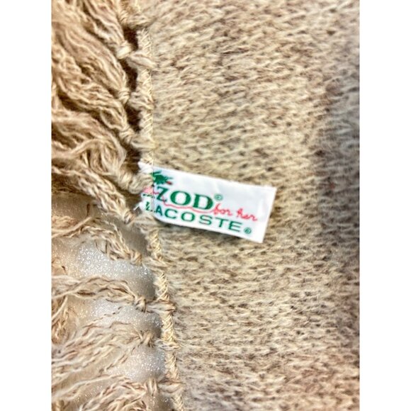 Vintage 1960s Izod Lacoste Womens Gray Fringe Scarf Iconic Crocodile Logo - Picture 4 of 4